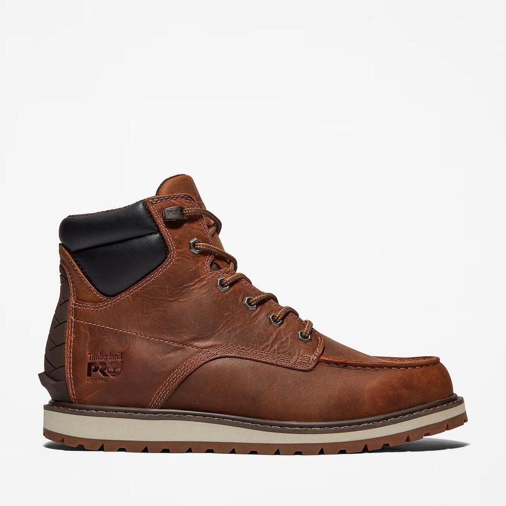 NEW TIMBERLAND men's irvine 6" wedge moc-toe work boot in brown